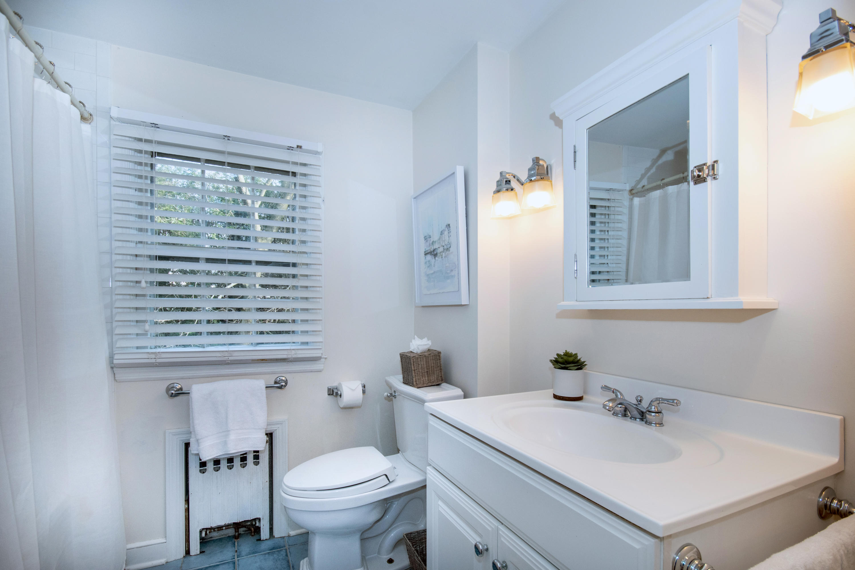 18 Seagate Road Darien, CT 06820 - Photo 19 of 27 a bathroom with a sink a toilet and a mirror