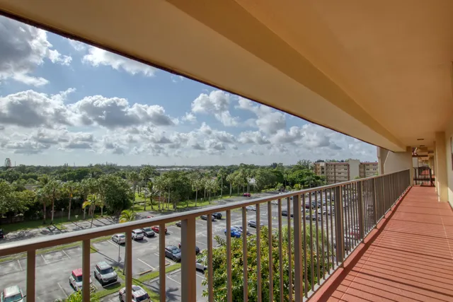 a balcony with street view