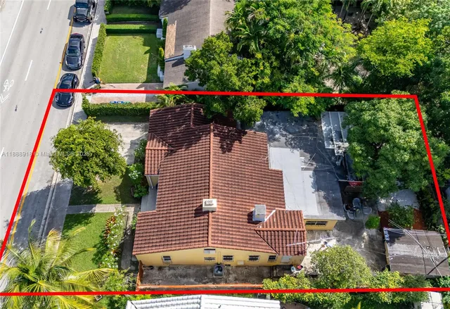 an aerial view of a house