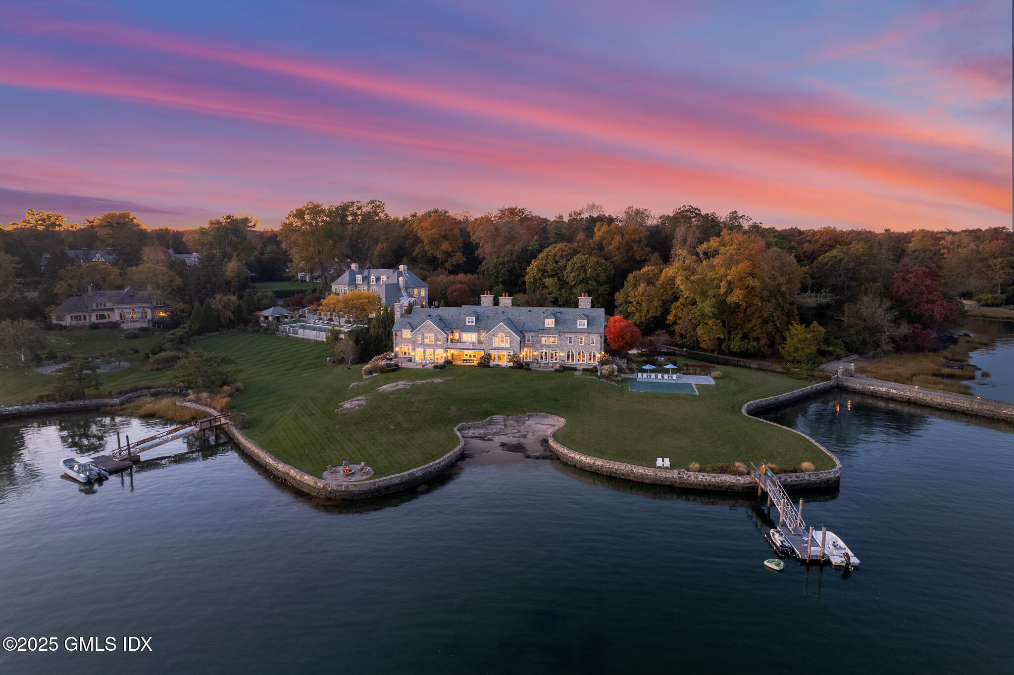 545 Indian Field Road Greenwich, CT 06830 - Photo 38 of 39 an aerial view of a residential houses with outdoor space and lake view