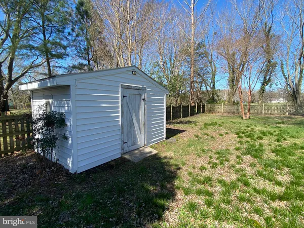 a view of a yard with plants and trees