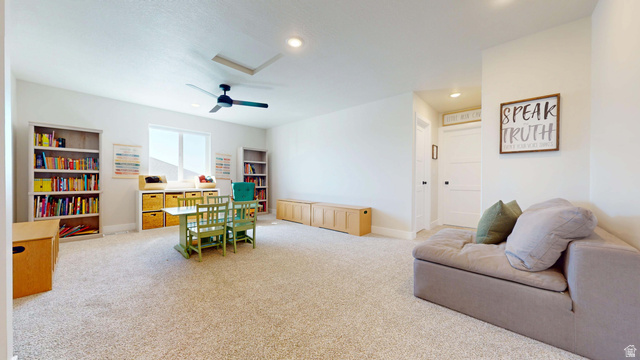 1127 4240 North Enoch, UT 84721 - Photo 33 of 56 Loft featuring light carpet, recessed lighting, a desk, and ceiling fan