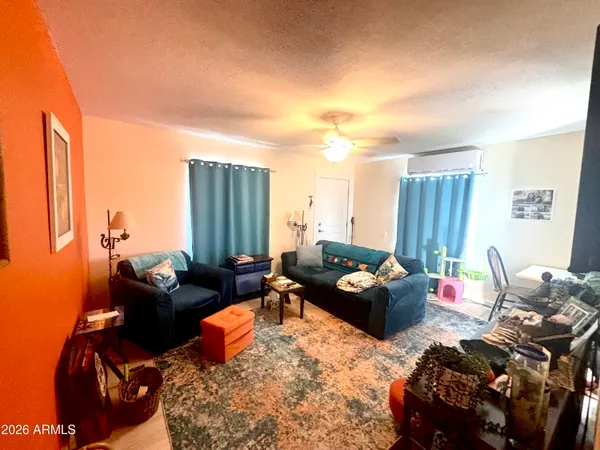 a living room with furniture and a couch