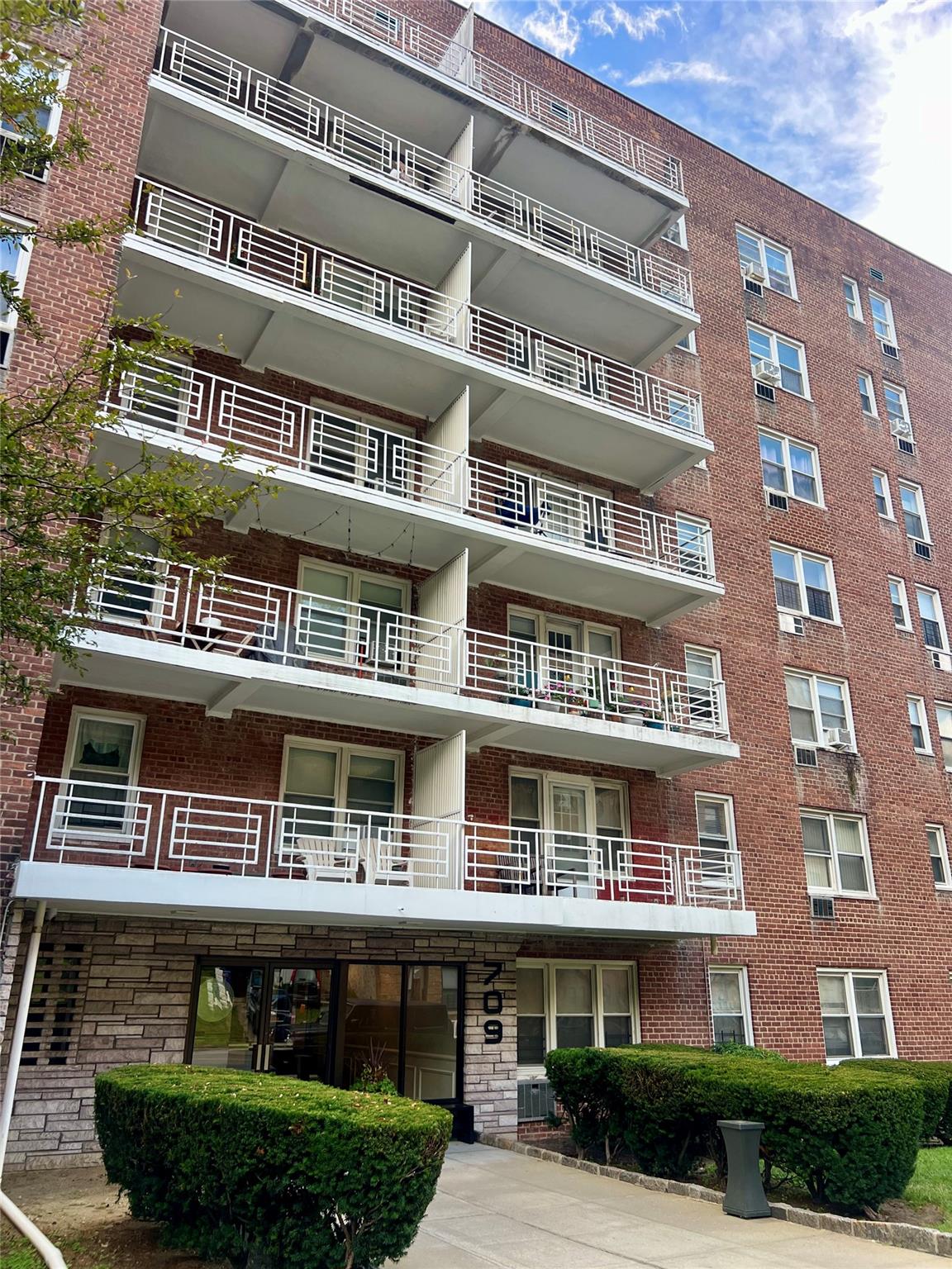 a front view of a building