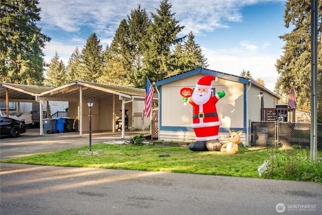 a front view of building with yard