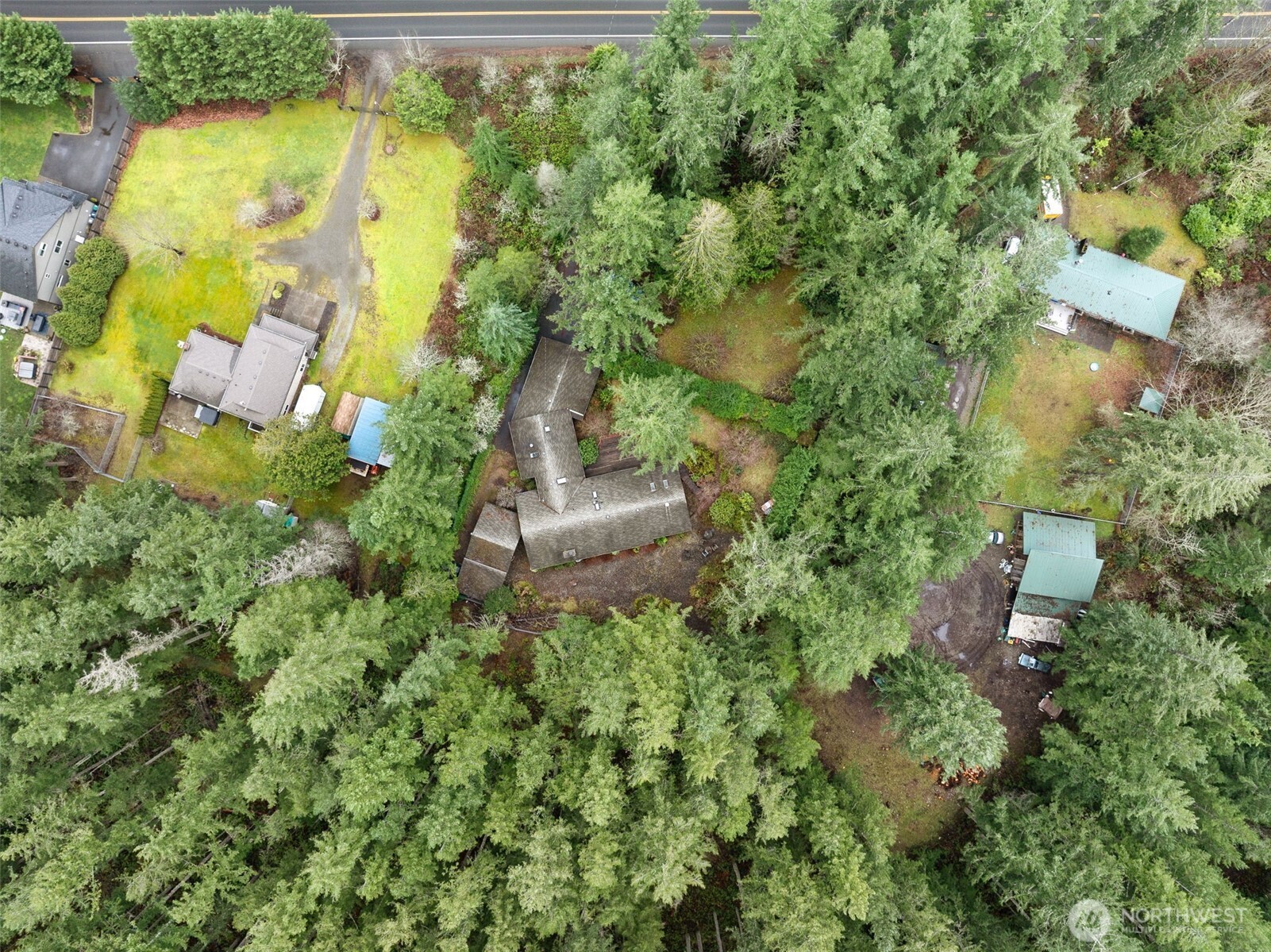 29722 Southeast Kent Kangley Road Ravensdale, WA 98051 - Photo 21 of 28 an aerial view of residential house with outdoor space and trees all around