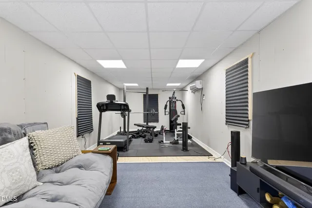 a view of a room with gym equipment