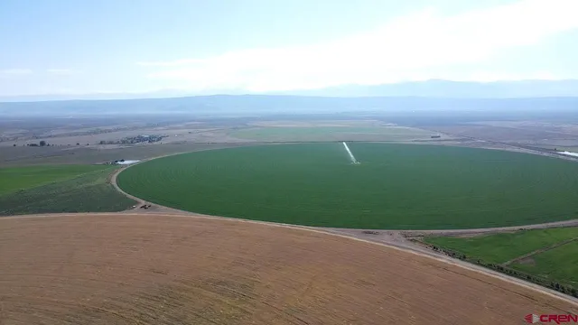 a view of a field with an ocean view