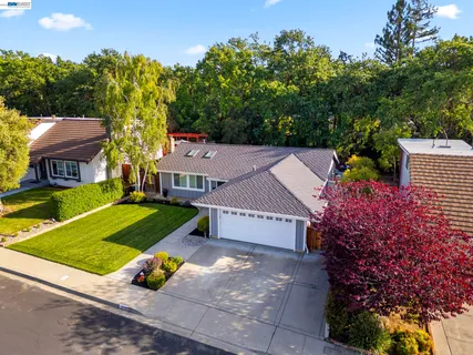 an aerial view of a house