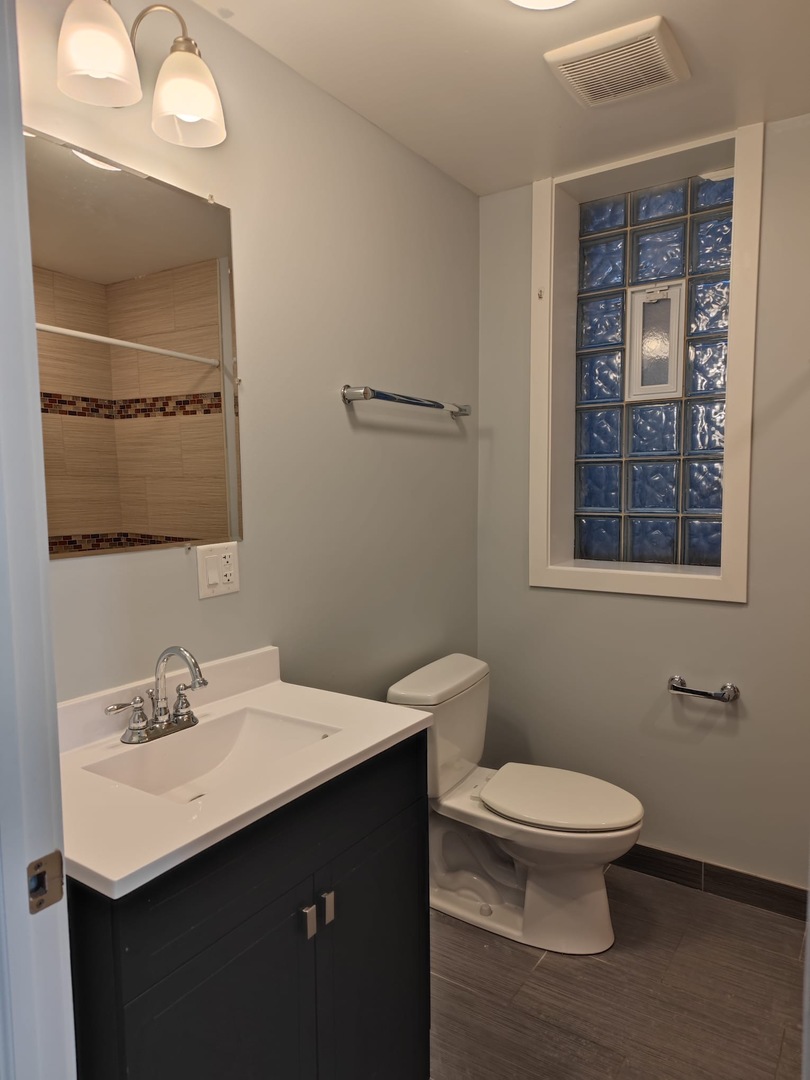 4201 West Division Street, Unit 2 Chicago, IL 60651 - Photo 6 of 7 a bathroom with a sink a toilet and mirror
