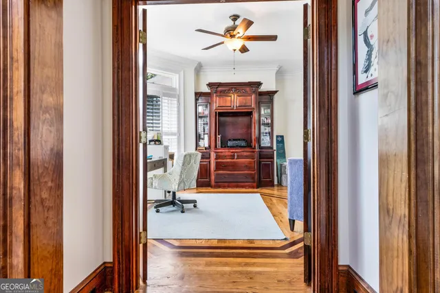 a view of a golf course with a lake