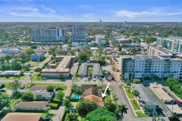 a view of a city with tall buildings