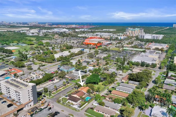 an aerial view of multiple house