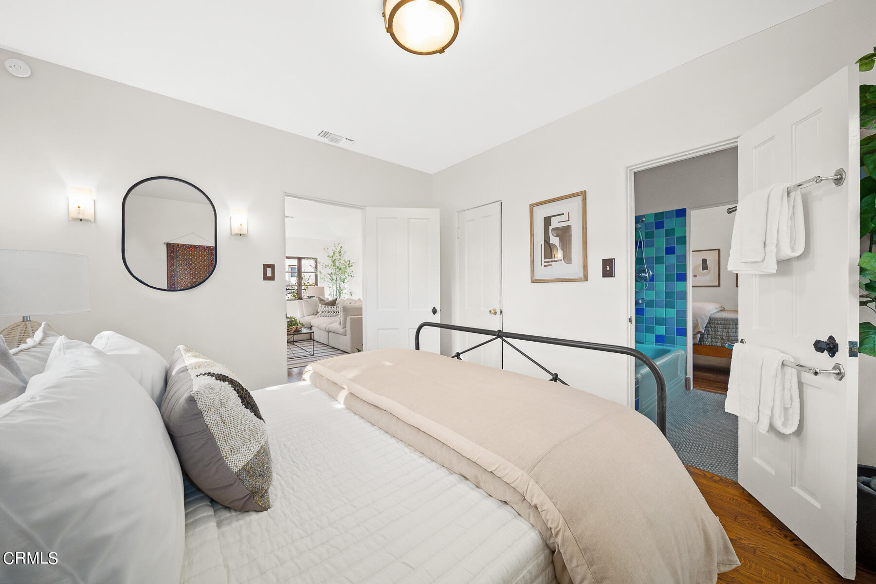 2864 Sterling Place Altadena, CA 91001 - Photo 13 of 28 a bedroom with a bed and a large mirror