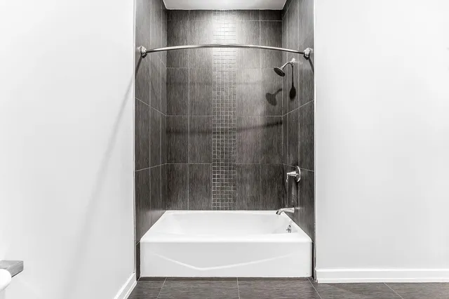a bathroom with a bathtub