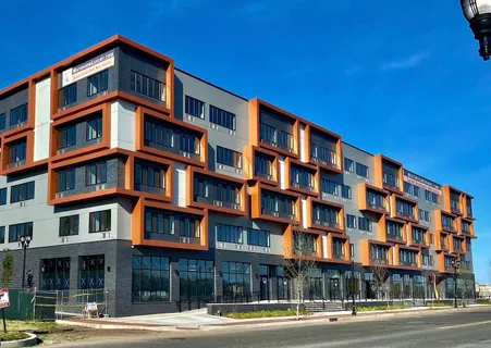 a front view of a building