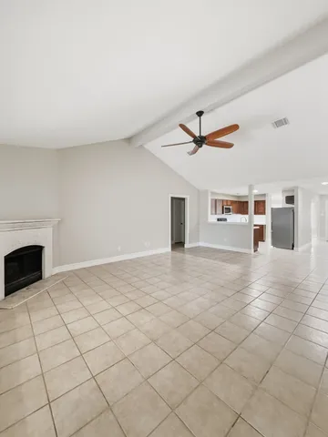 a view of a livingroom with a fireplace