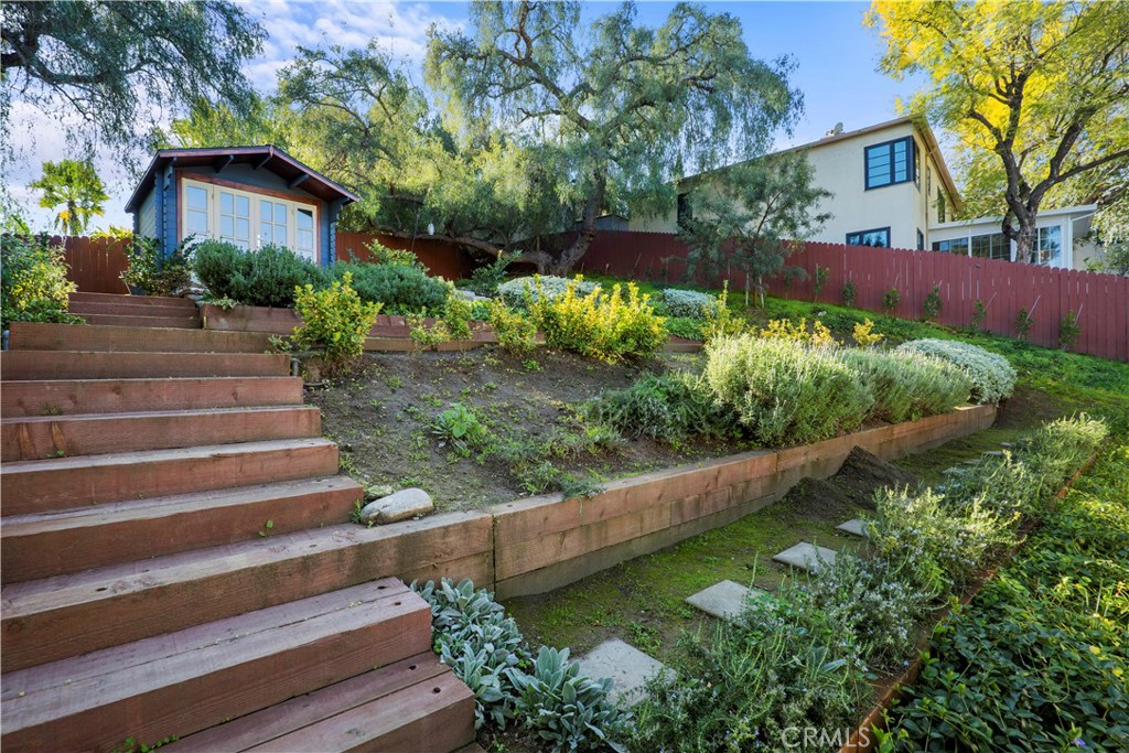 2559 Corralitas Drive Silver Lake, CA 90039 - Photo 44 of 54 a view of garden with wooden bridge