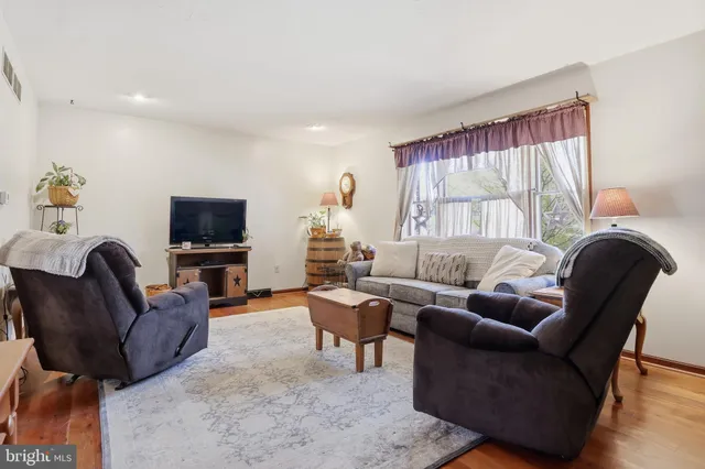 a living room with furniture a lamp and a potted plant