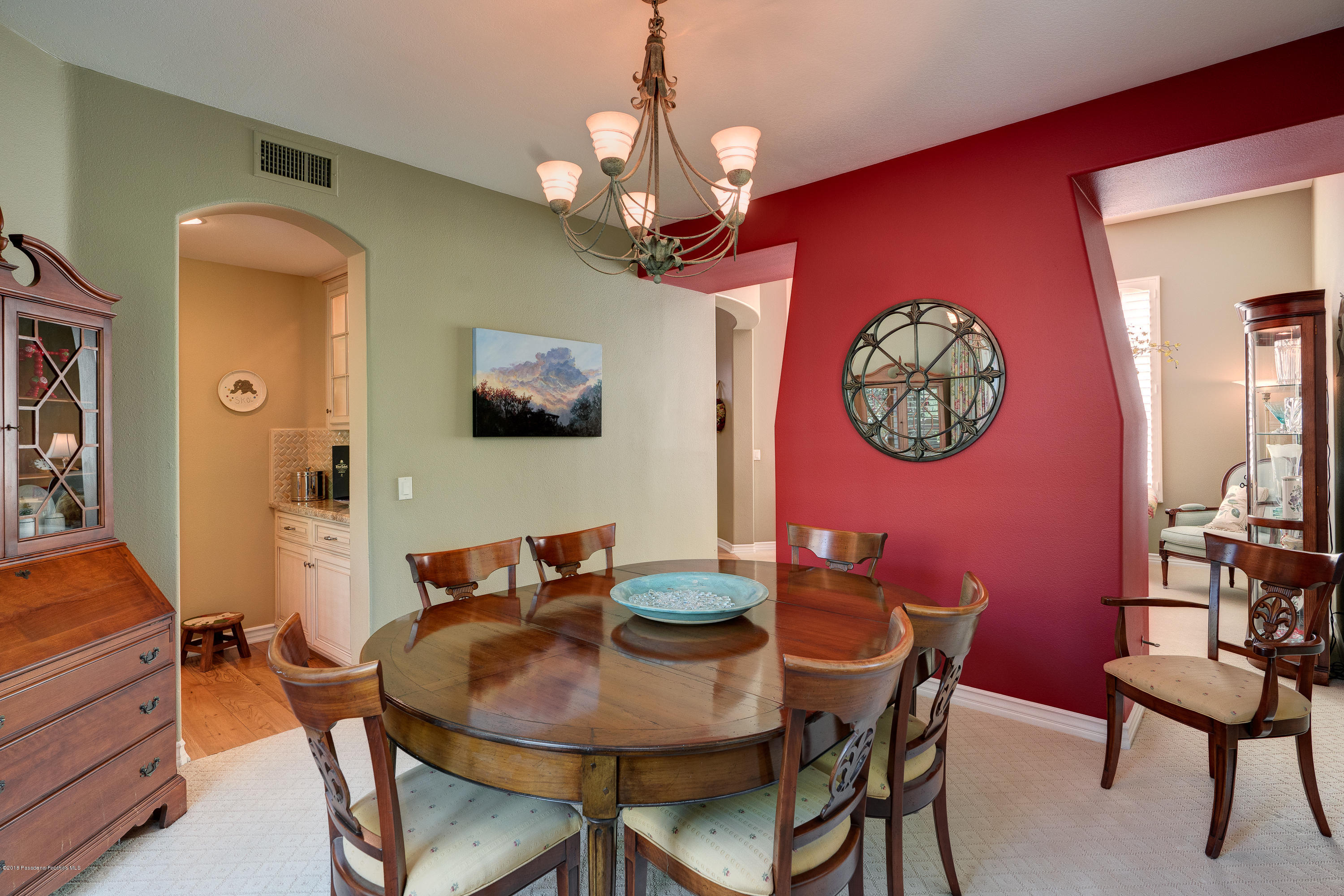 3520 Giddings Ranch Road Altadena, CA 91001 - Photo 7 of 41 a view of a dining room with furniture a chandelier and wooden floor