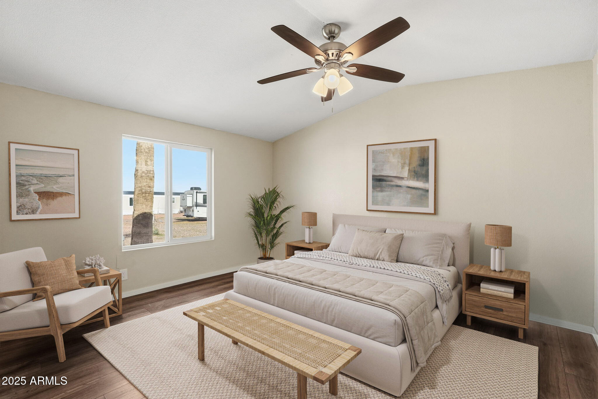 320 East McKellips Road, Unit 166 Mesa, AZ 85201 - Photo 10 of 24 a bedroom with a large bed and a couch