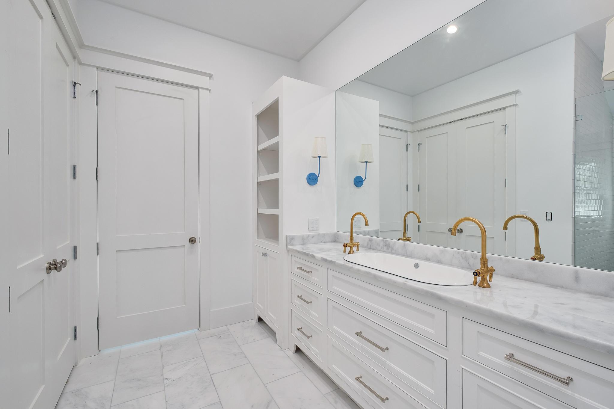 28 Rainer Ln Inlet Beach Inlet Beach, FL 32461 - Photo 24 of 39 a bathroom with a double vanity sink a mirror and a shower