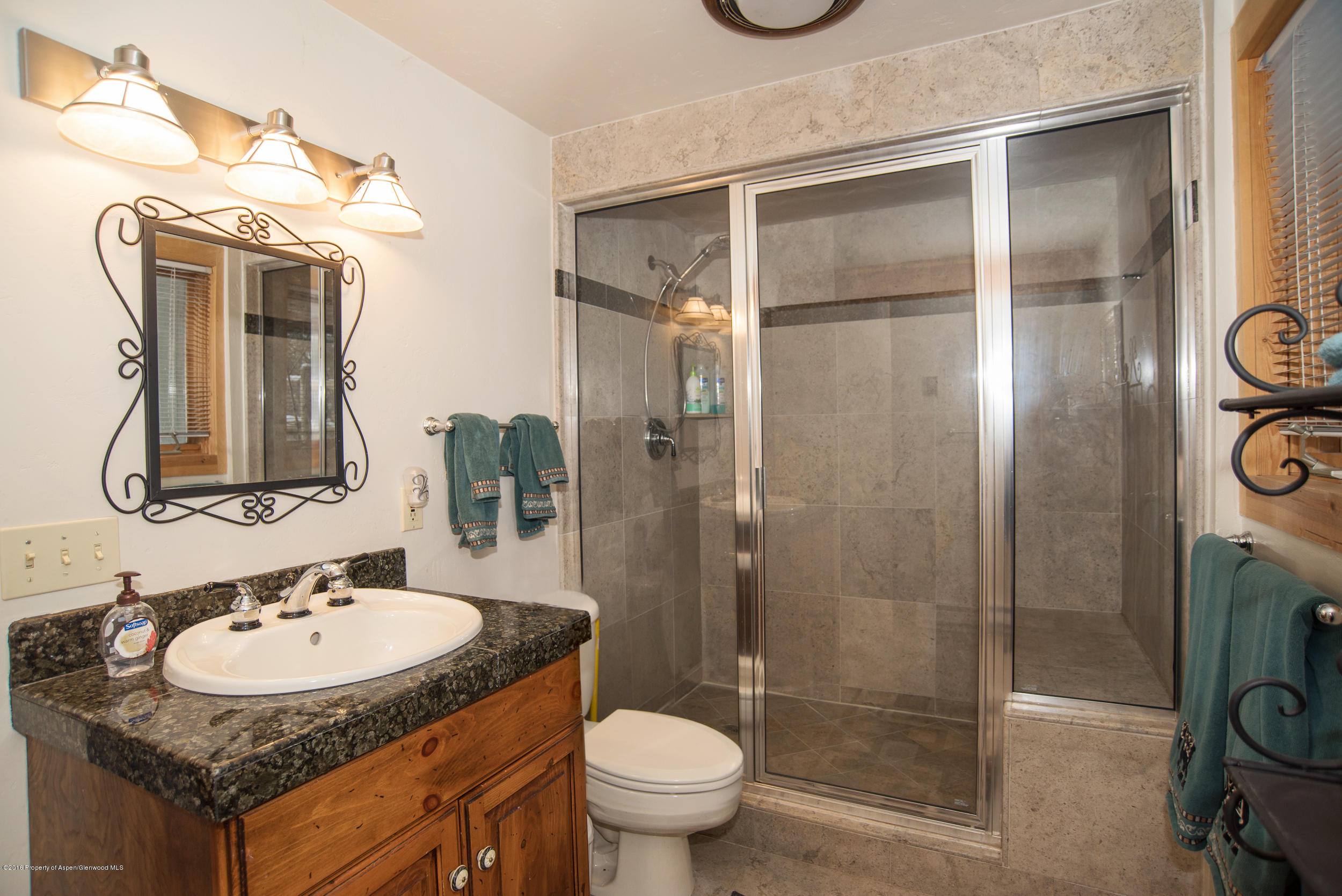 357 Elk Mountain Drive Redstone, CO 81623 - Photo 28 of 40 a bathroom with a sink toilet and shower