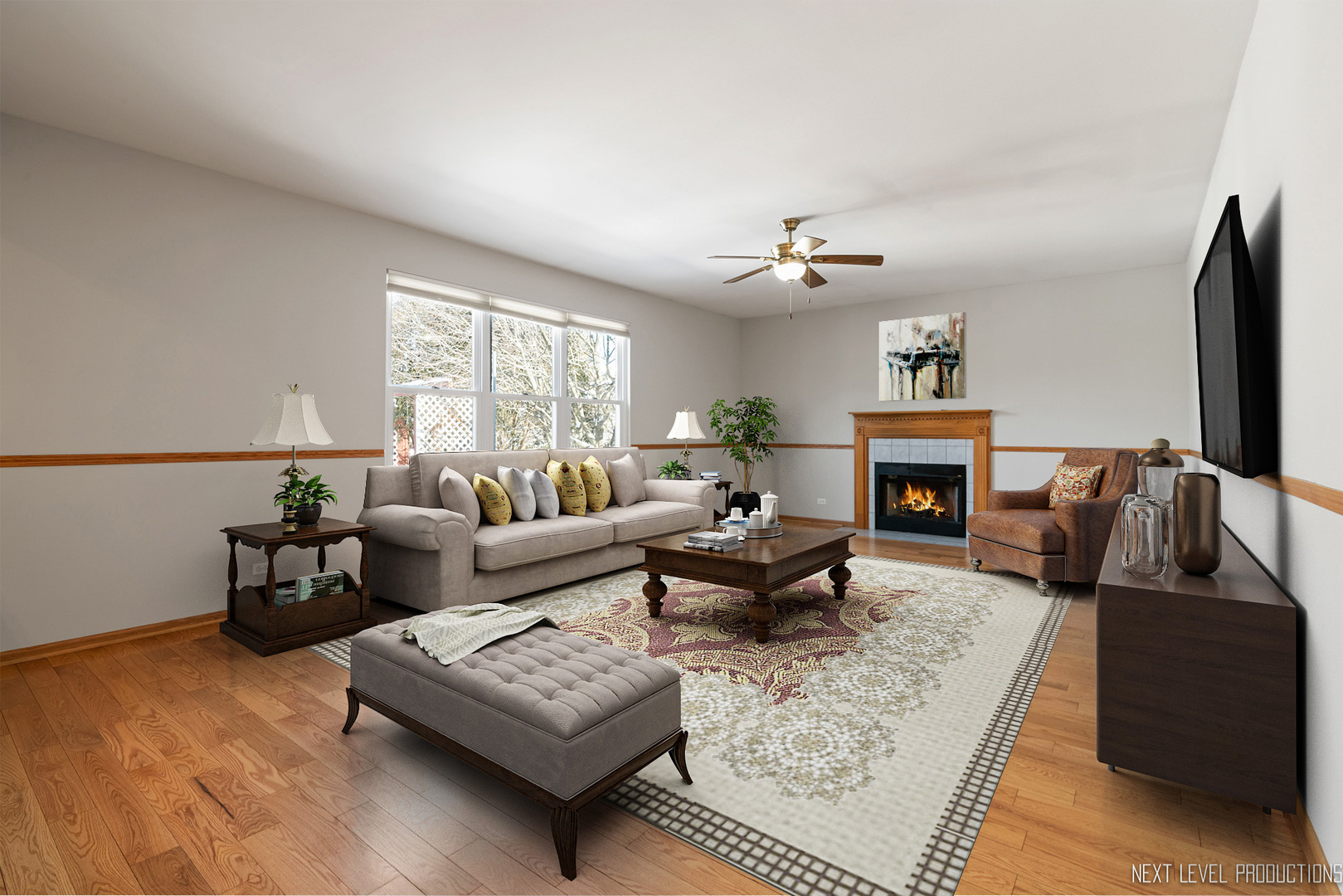 1772 Pinnacle Drive Aurora, IL 60502 - Photo 4 of 48 a living room with furniture fireplace and a flat screen tv