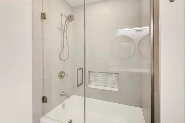 a bathroom with a shower