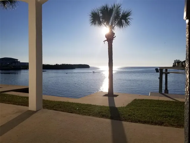 a view of a terrace with a lake view