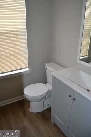 a view of small space with racks on the wall