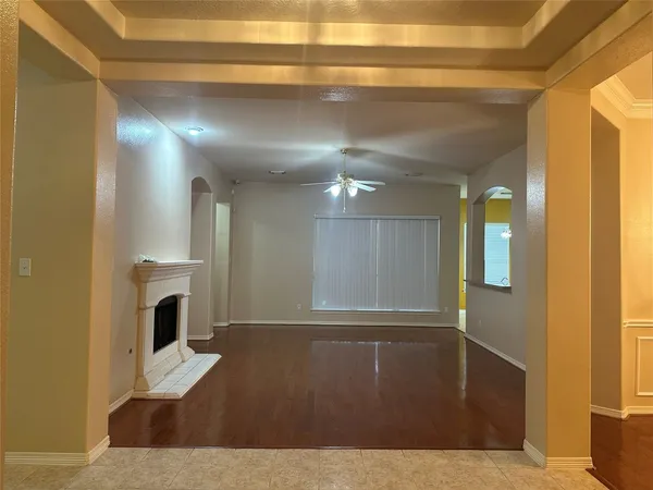 a view of livingroom with furniture and fireplace