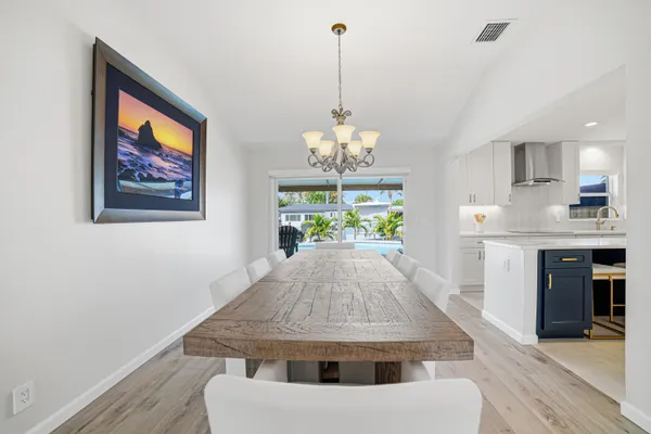 a view of kitchen with kitchen island table and chairs
