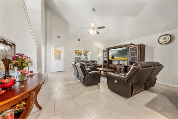 a living room with furniture