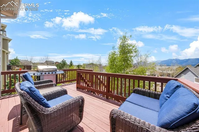 a balcony with furniture