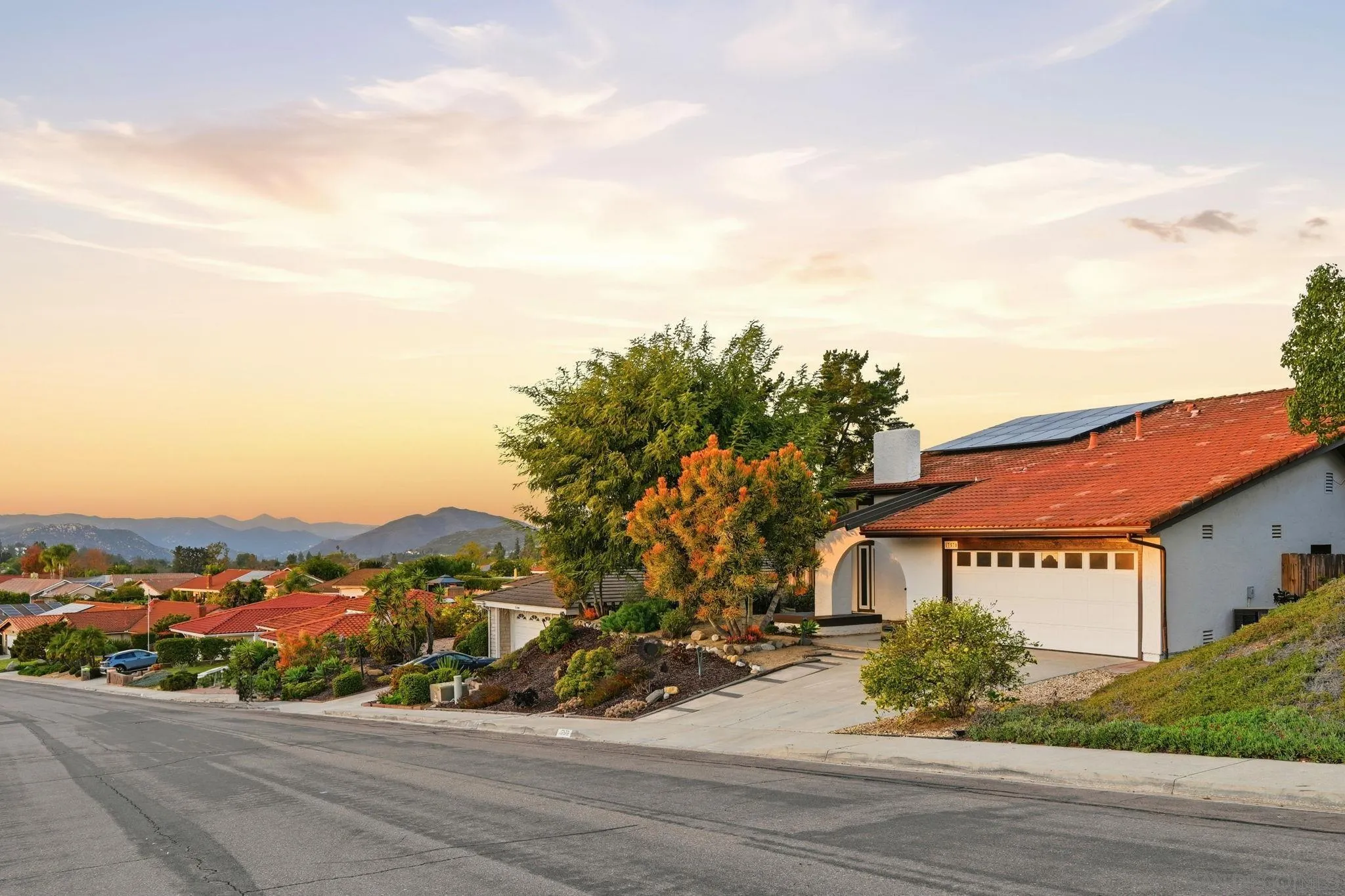 an outdoor space with mountain view