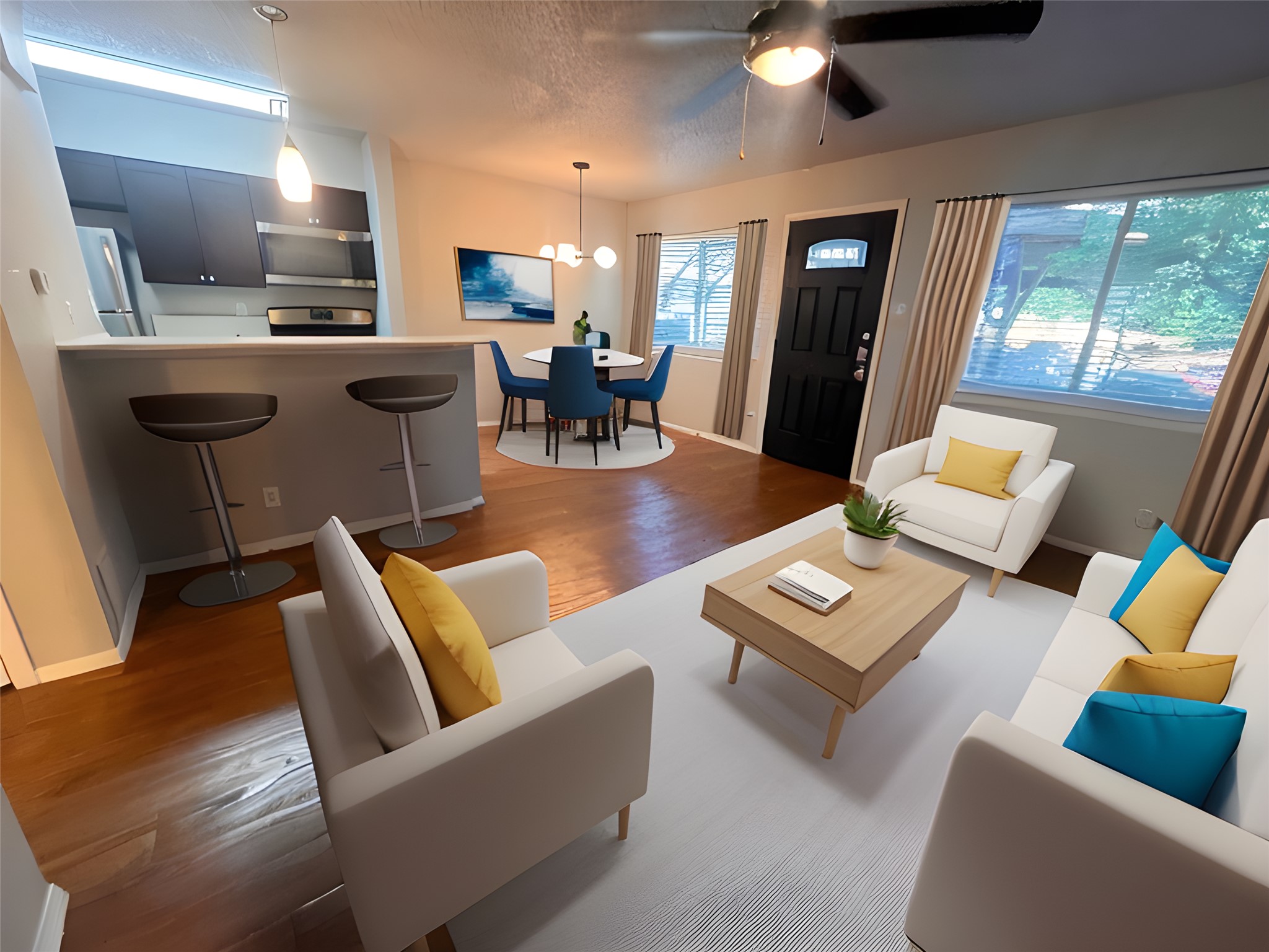 1202 Newning Avenue, Unit 207 Austin, TX 78704 - Photo 1 of 17 a living room with furniture and a large window