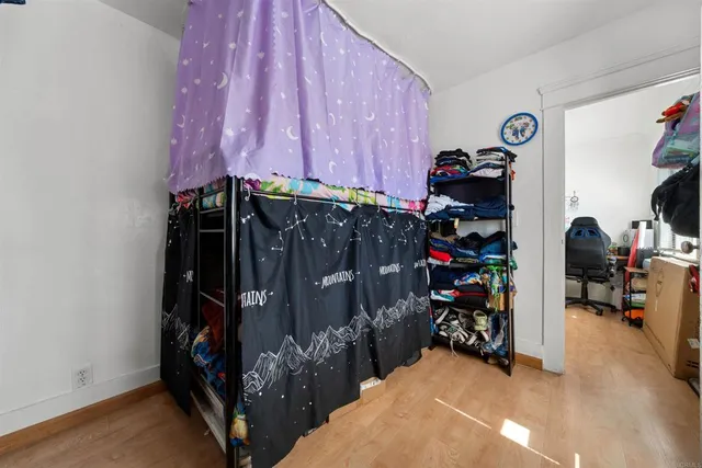 a view of a closet with storage