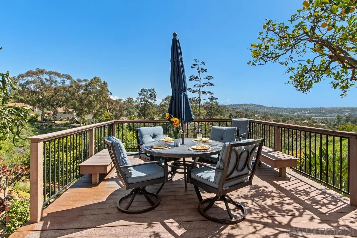 4219 Rueda Drive San Diego, CA 92124 - Photo 33 of 36 a view of a balcony with wooden floor and outdoor seating