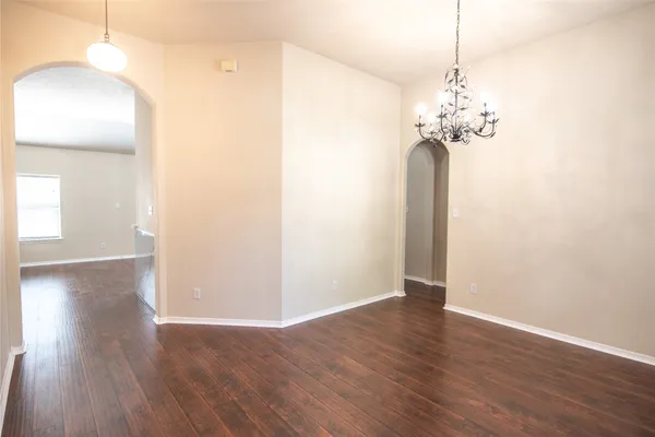 a view of a chandelier in a room