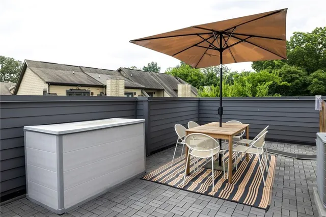 a view of a building with a street