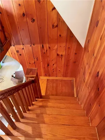 a view of wooden staircase