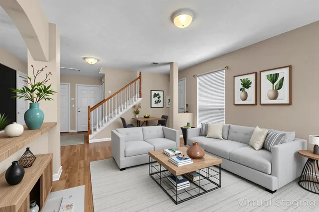 a living room with furniture