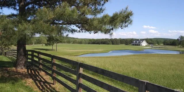 a view of a field of grass and trees