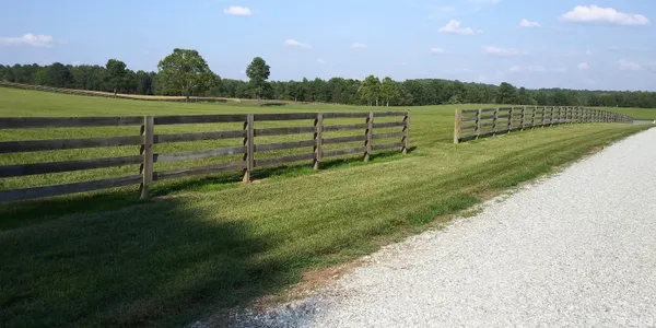 a view of a lake with a big yard