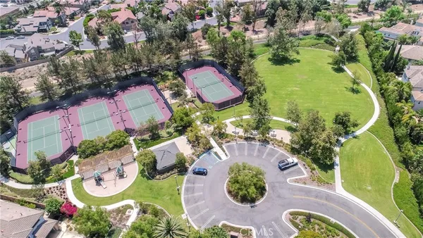 an aerial view of a house