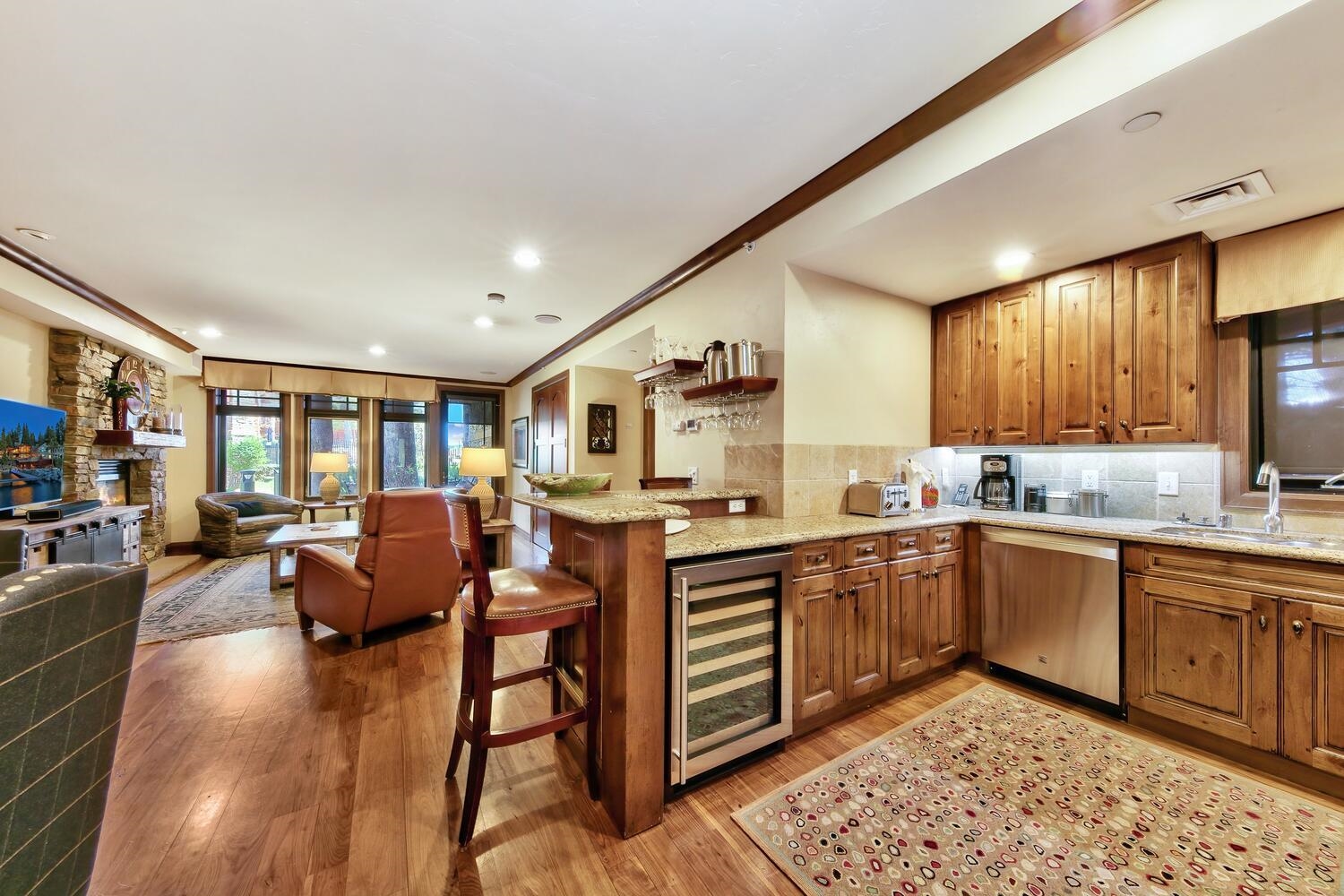 6750 North Lake Boulevard, Unit 13F Tahoe Vista, CA 96148 - Photo 16 of 20 a large kitchen with stainless steel appliances lots of counter top space