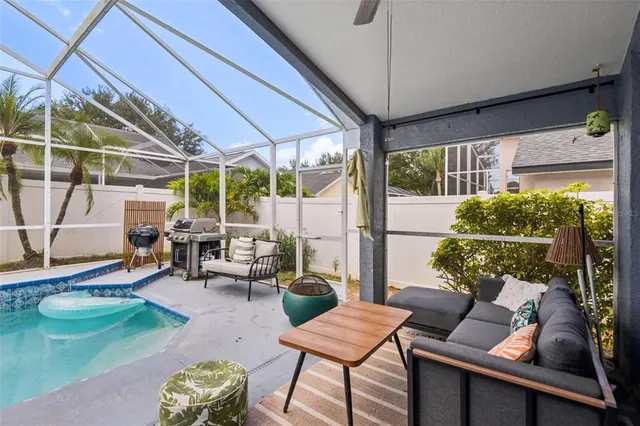 a outdoor space with furniture