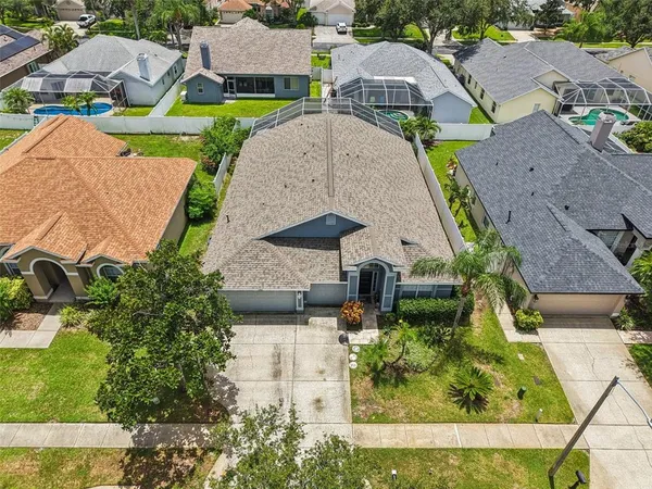 an aerial view of a house