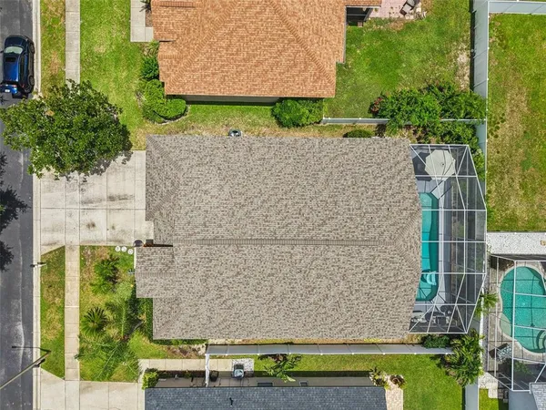 an aerial view of a house